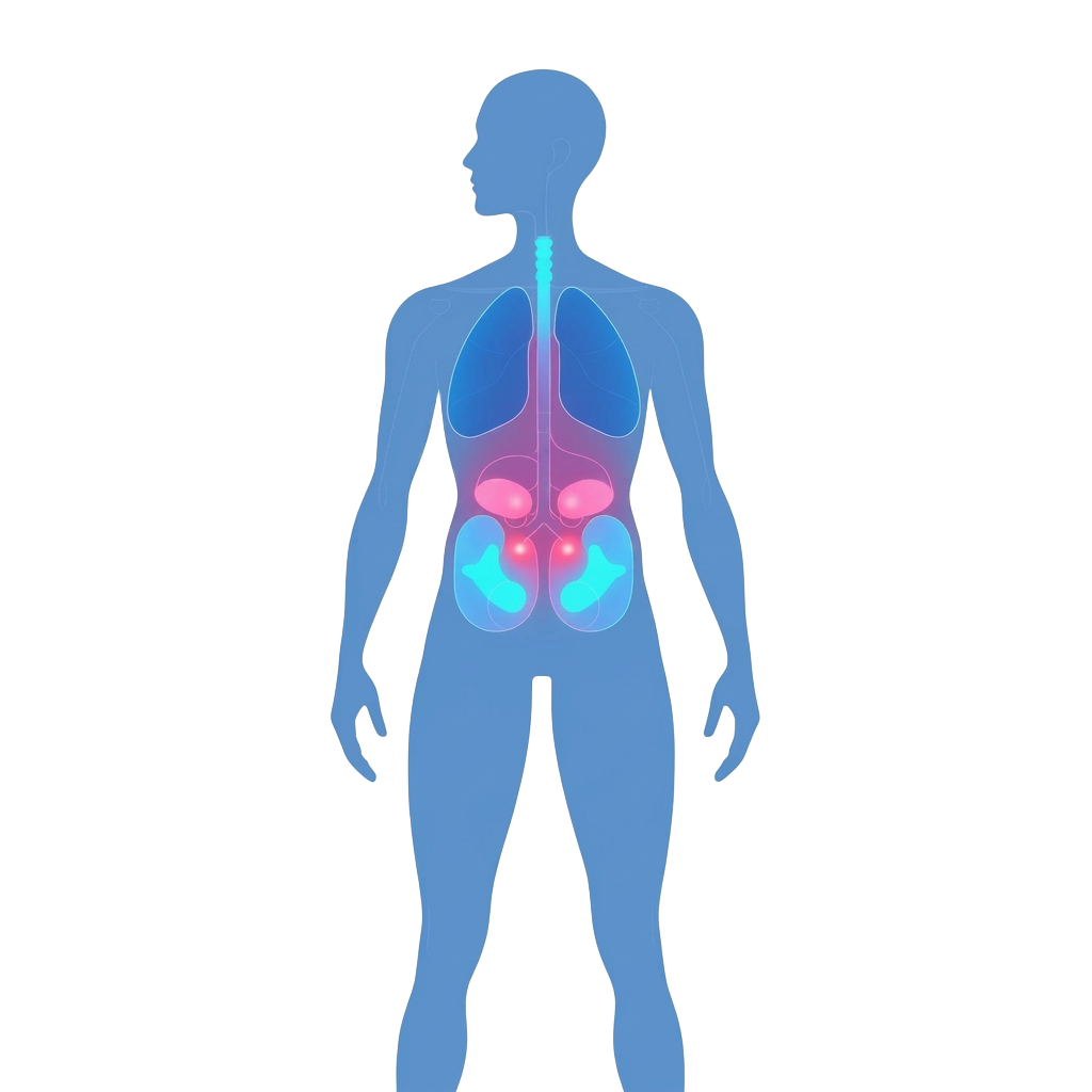 Painel de monitoramento de saúde com corpo humano e biomarcadores